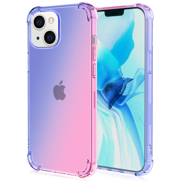 iPhone 14 - Stilig beskyttende gradient silikonetui Rosa/Lila