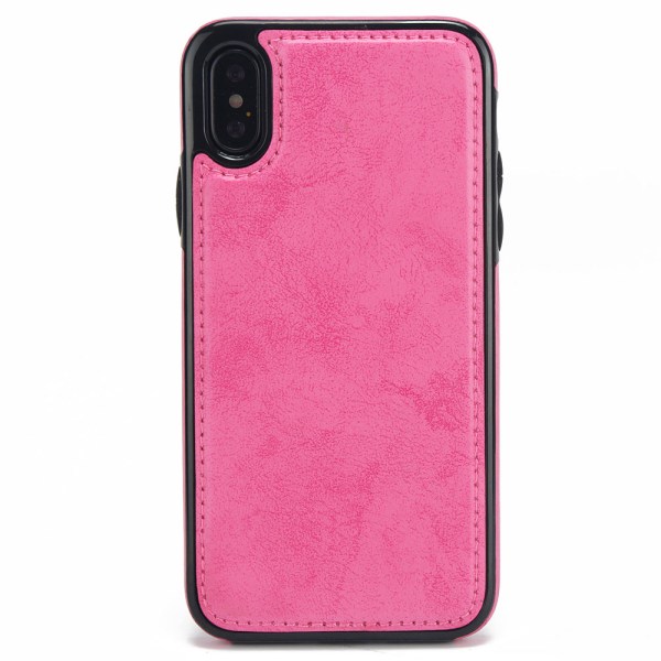 iPhone X/XS - Silk-Touch-suojakuori lompakolla ja kuorella Rosa