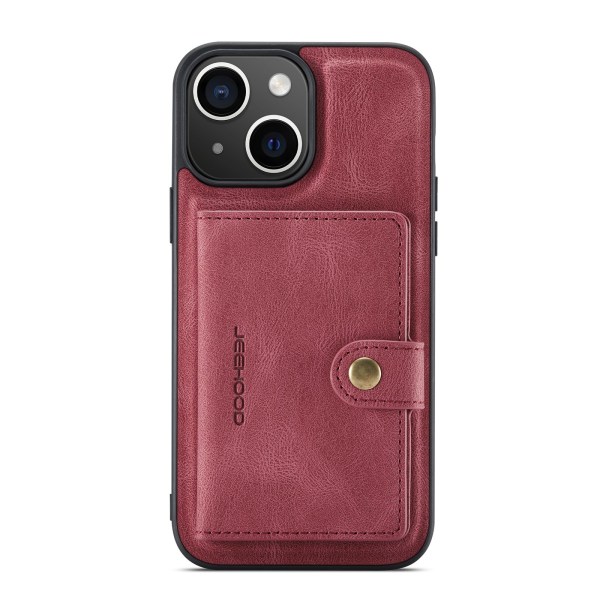 iPhone 15 Plus - Läderplånboksfodral med magnetiskt hållare Röd