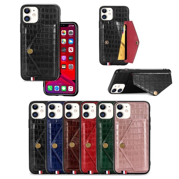 iPhone 11 - Stilfuldt krokodillecover med kortrum Blå