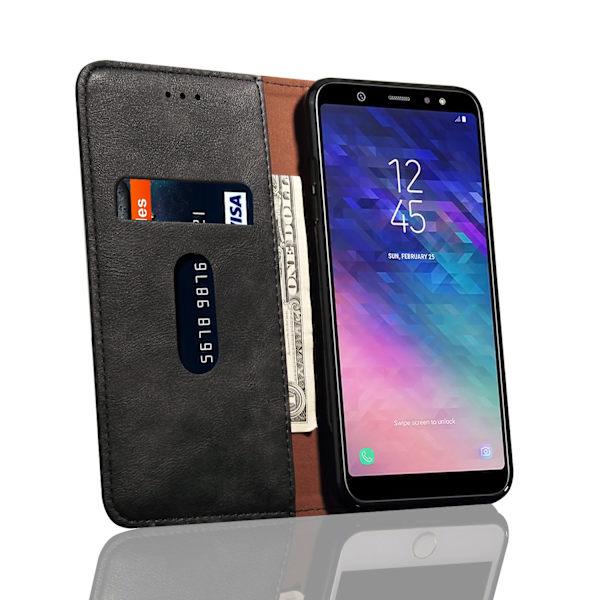 LEMANS populære Pungetui til Samsung Galaxy A6 Plus Svart