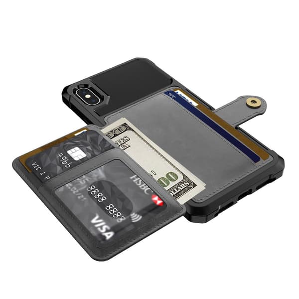 iPhone X/XS - Robust Skal med Kortfack Röd