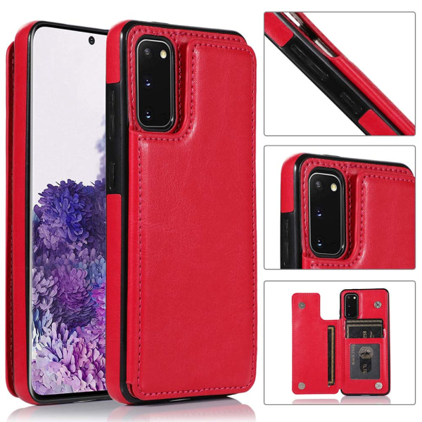 Cover med kortslot - Samsung Galaxy S20 Röd