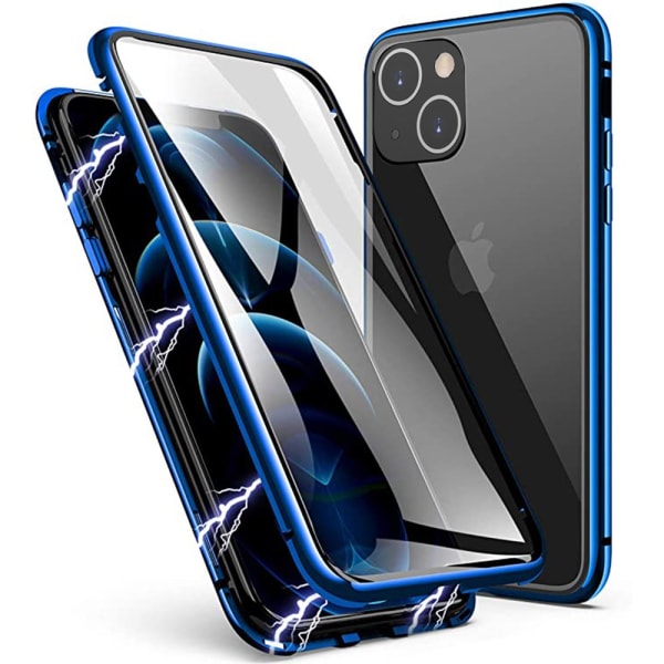 iPhone 15 - Beskyttende magnetisk dobbeltsidet cover Blå