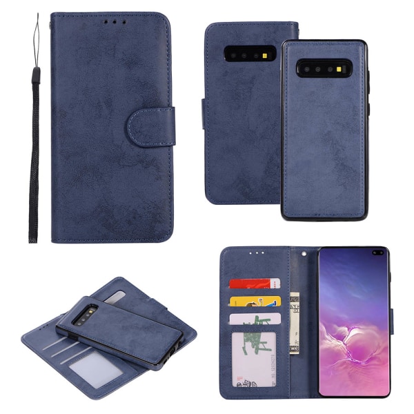 Elegant Wallet etui (LEMAN) - Samsung Galaxy S10 Marinblå
