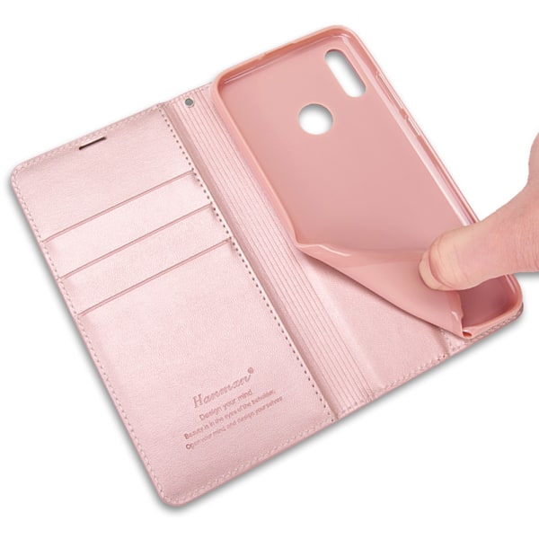 Elegant Smart Hanman lommebokdeksel - Huawei Y6 2019 Roséguld