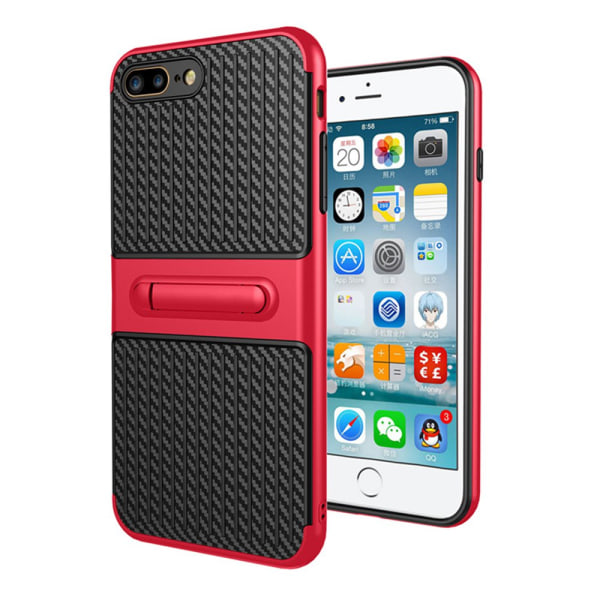 iPhone 8 Plus - Skal Carbon-Class med Kickstand Röd