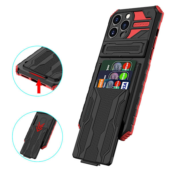 iPhone 13 Pro Plånboksfodral - Stilsäker Design med Militärklassat Skydd Grön