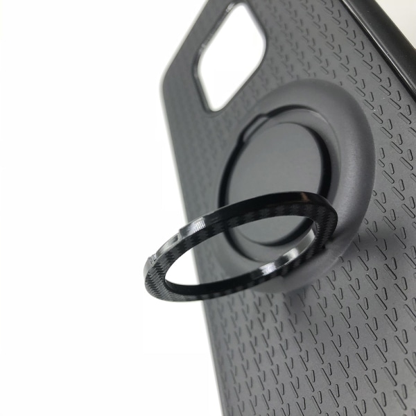 Beskyttelsescover med ringholder i carbon design - Huawei Mate 20 Pro Silver