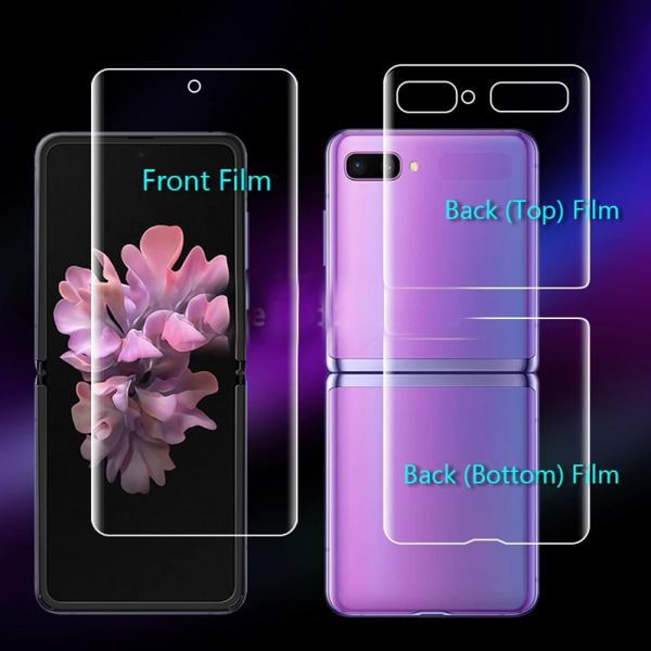 (3-PACK) Galaxy Z Flip Screen Protector 3 i 1 Hydrogel (forside + bagside) Transparent