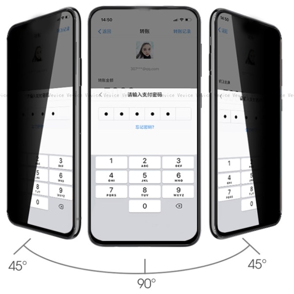 Samsung A80 2.5D Anti-Spy Skärmskydd Ram 9H Svart