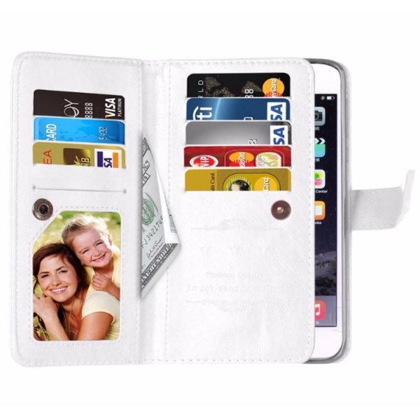 Tyylikäs kestävä 9-kortin lompakkokotelo iPhone 8 PLUS FLOVEME:lle Rosa