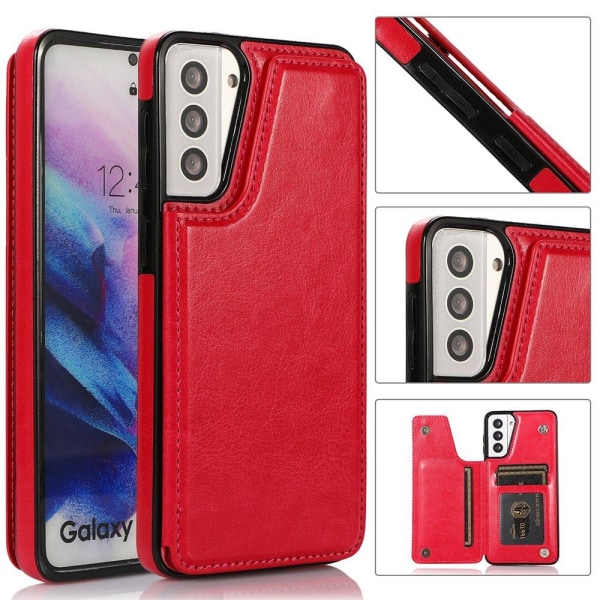 Samsung Galaxy S21 Plus - Beskyttelsescover med kortholder Röd