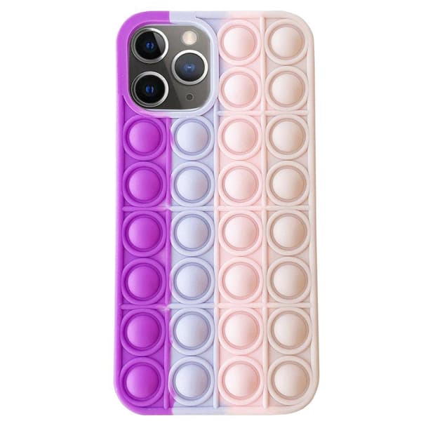 iPhone 12 Pro Max - Skyddande Fidget Pop It Silikonskal Grön-Rosa-Gul
