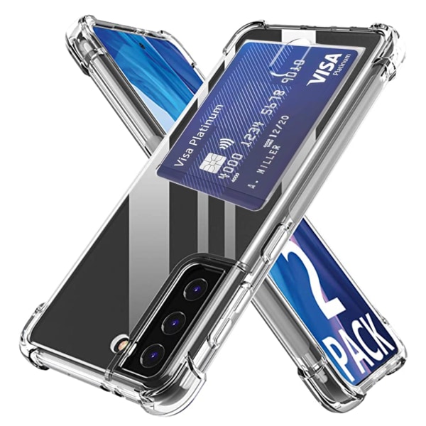 Samsung Galaxy S21 1 sæt cover med kortholder & blød skærmbeskytter Transparent