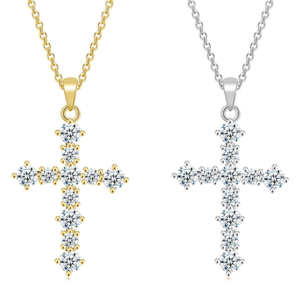 Stilrent Exklusivt Kors Halsband Hög Kvalitet Silver