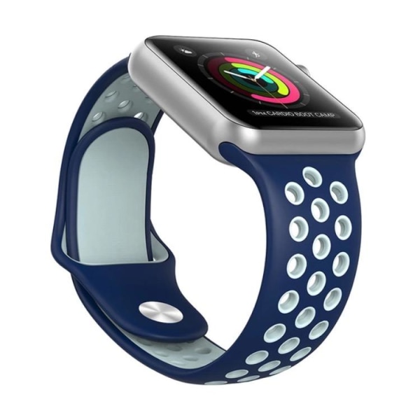 Apple Watch 42mm - ROYBENs Stillfulla Silikonarmband ORGINAL Blå/Vit M