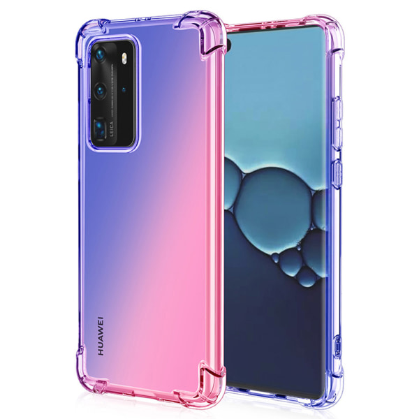 Stötdämpande Silikonskal - Huawei P40 Pro Blå/Rosa