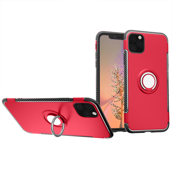 iPhone 11 Pro Max - Käytännöllinen kansi sormustelineellä Röd