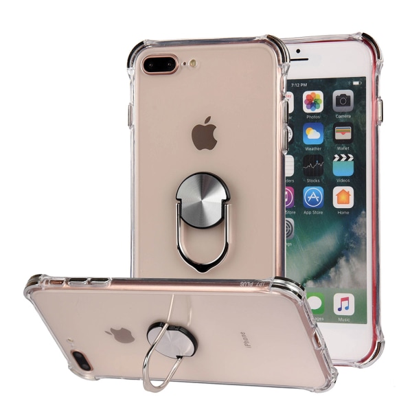 iPhone 8 Plus - Praktisk beskyttelsescover med ringholder Röd