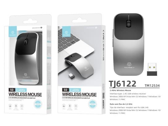 Trådlös Mus, 2,4G USB Ergonomisk Mus, PC MAC UNIVERSAL grå