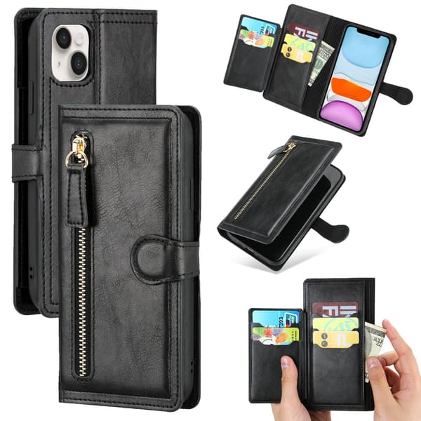 iPhone 13 - Lyxigt Wallet Case med Kort- & Myntfack Röd