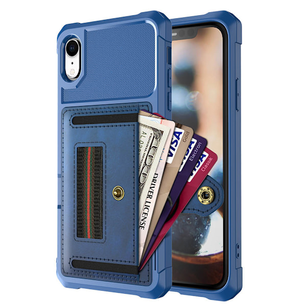 Elegant Skal med Kortfack - iPhone XR Blå