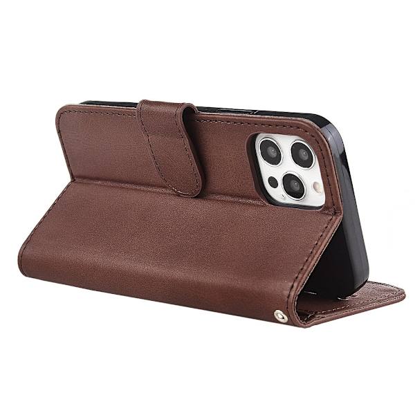 iPhone 15 Pro - Elegant Fodral i PU-läder med 4 kortplatser Svart