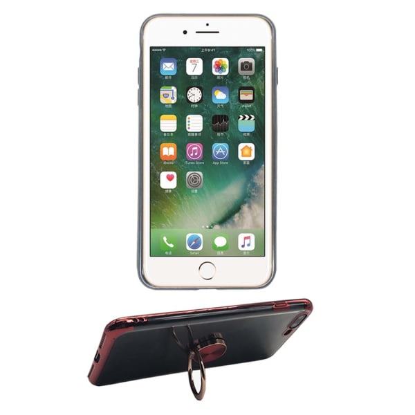 iPhone 8 Plus - Robust beskyttende skall i silikonringholder Roséguld