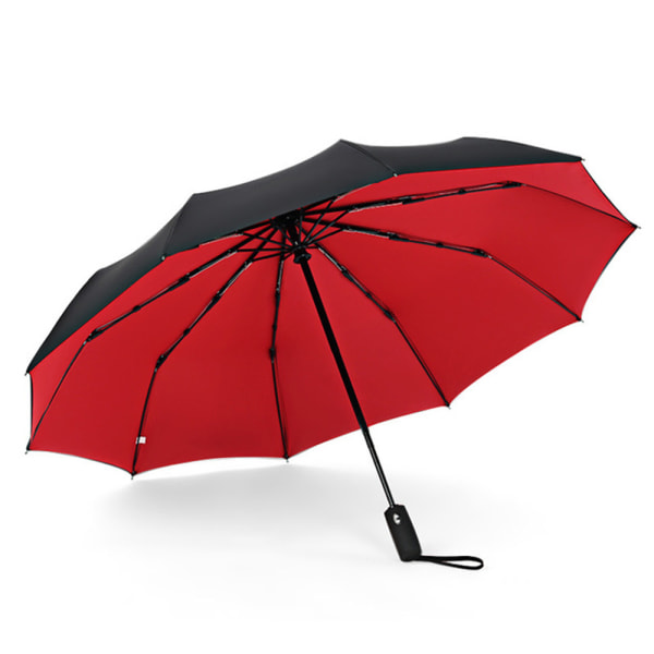 Kraftig praktisk vindafvisende paraply Röd