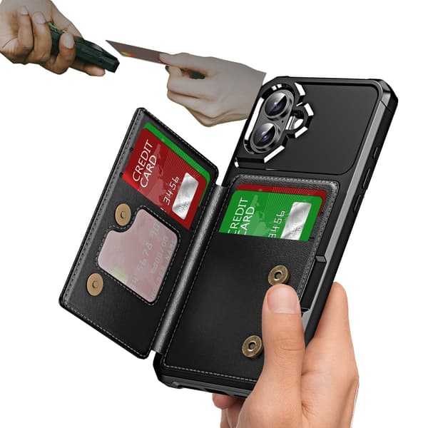 iPhone 16  Leman slimfodral med kortfack & skydd