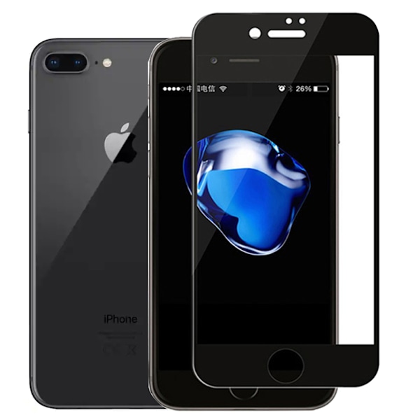 iPhone 7 Plus 2.5D 3-PACK Skärmskydd Ram 9H 0,3mm Svart