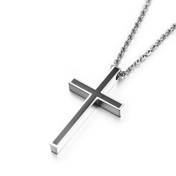 Stilrent Slittålig Kors Halsband Hög Kvalitet Svart/Silver