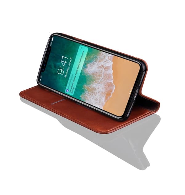Fodral med Kortfack (RUSTIC) till iPhone X/XS Mörkbrun