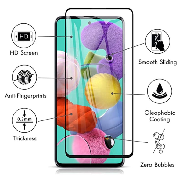 Galaxy A51 4-PACK Screen Protector 2.5D Frame 9H 0.3mm HD-Clear Svart