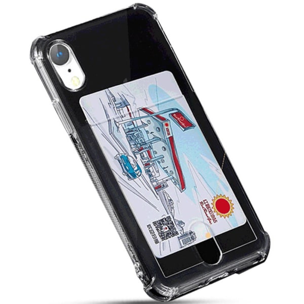 Praktiskt Silikonskal med Korthållare - iPhone XR Transparent/Genomskinlig