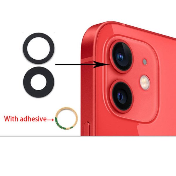 2-PAKKET iPhone 12 Reservedel til bagkamerafælg Transparent/Genomskinlig
