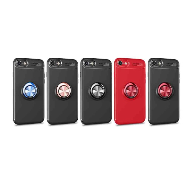 iPhone 7 - AUTO FOCUS - Deksel med ringholder Röd/Röd