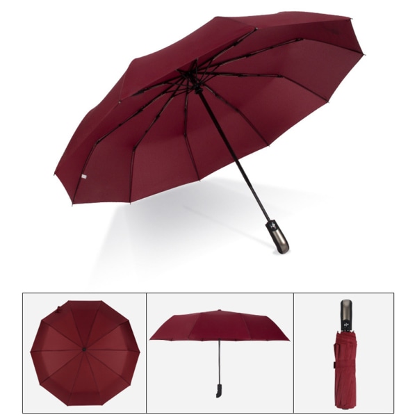 Automatiskt H�llbart Paraply Vinröd