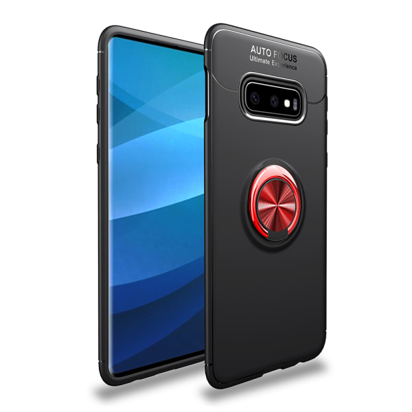 Samsung Galaxy S10e - Carbon skal med ringholder Röd/Röd
