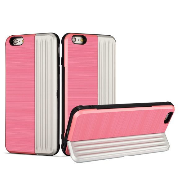 iPhone 6/6S - Stilig deksel med kortspor og mobilstativ Rosa