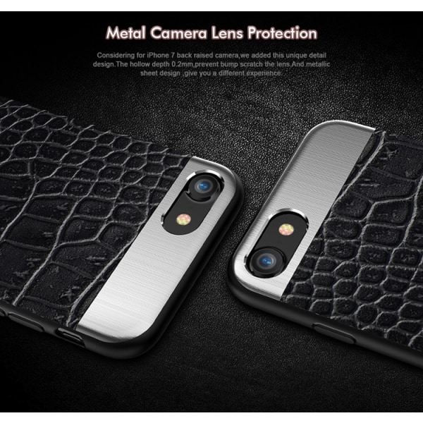 iPhone 8 PLUS - Tyylikäs ja kestävä suojakuori Croco-sarjasta Vit