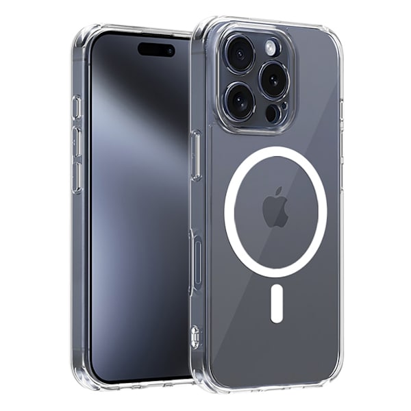 iPhone 16 Pro - Kraftfullt Skyddande Magnetiskt Skal Genomskinlig