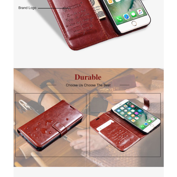 iPhone 7 PLUS Elegant lommebokdeksel fra TOMKAS (ORIGINAL) Röd
