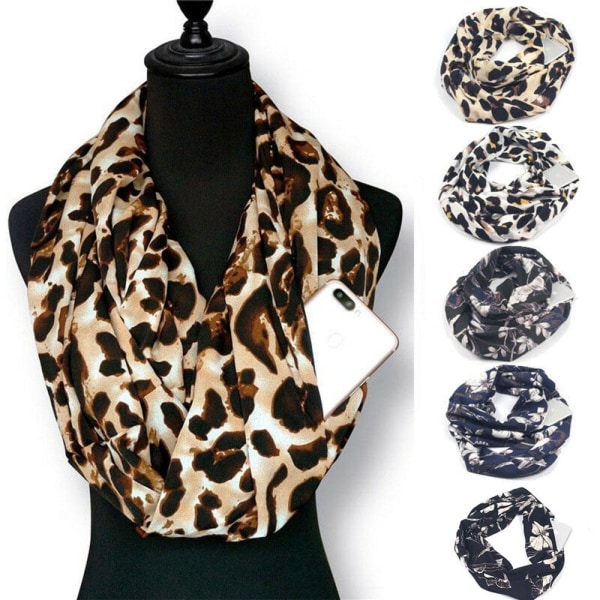 Elegant Bekväm Tunn Ringhalsduk Vit Leopard