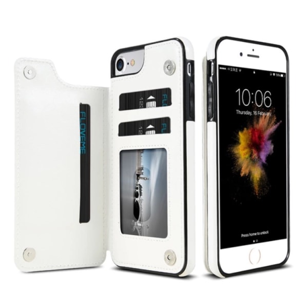 iPhone 7 Plus - Praktiskt Läderskal med Plånbok från NKOBEE Blå