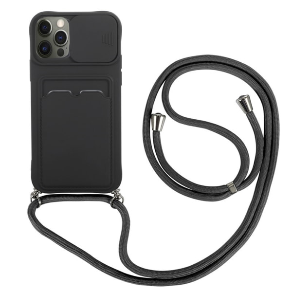 iPhone 12 Pro - Praktisk silikonecover med kortrum Mörkblå