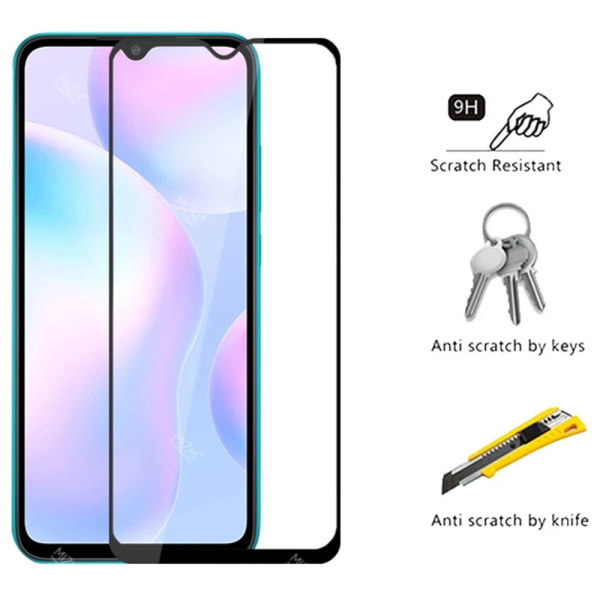 Fuld dækkende hærdet glas 2.5D skærmbeskytter Redmi 9C NFC (3-pak) Transparent