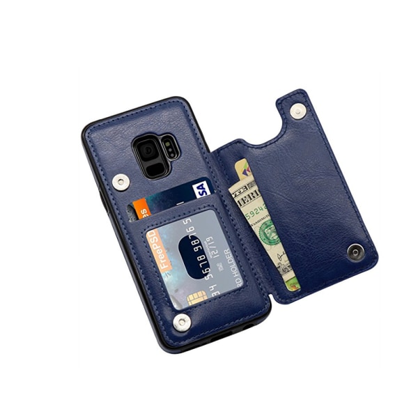 Älykäs nahkakotelo lompakko-/korttilokerolla - Samsung Galaxy S9 Röd