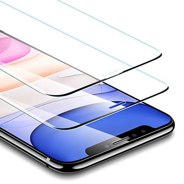 iPhone XR skjermbeskytter 2.5D 4-PACK med ramme 9H HD-Clear Screen-Fit Svart